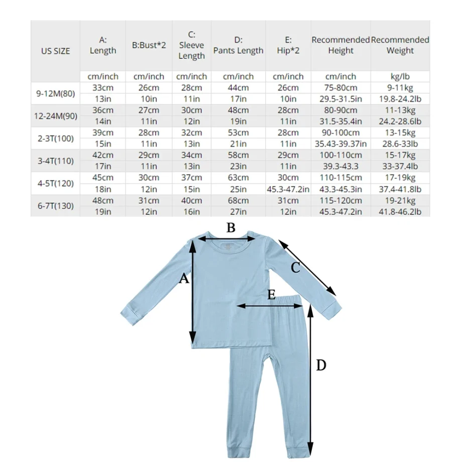 2025 Bamboo Fiber Toddler Kids Pajamas Clothes Solid Hight Elasticity Breathable Sleepwear Set For 9M-7T Boy Girl Loungewear