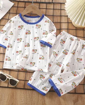 Sets for Children Loungewear Long Sleeve Pajamas for Children Cute Deisgn Lightweight and Comfortable Fabric Sleepwear Outfit