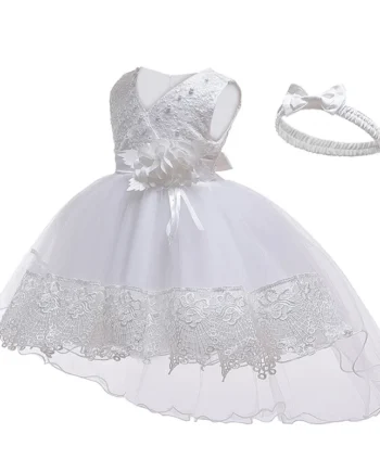 Flower Girl Dress For First Communion Princess Children Baptism Dresses Newborn Wedding Bridesmaid Birthday Party Tulle Vestido