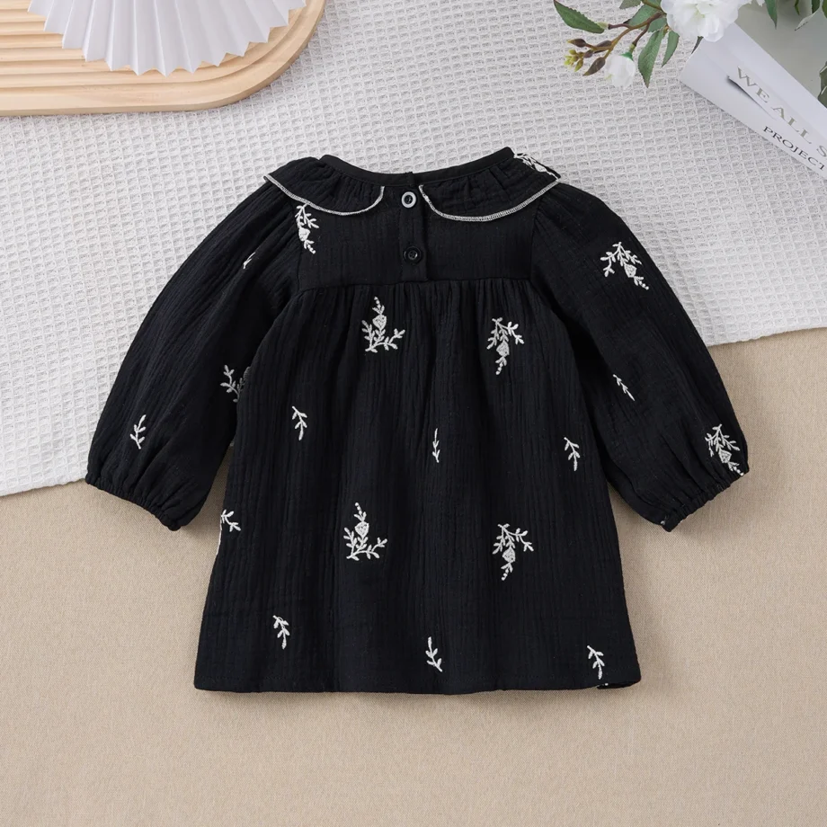 Korean version of ins children's dress for girls soft cotton yarn full embroidered floral dress for baby girls casual princess s