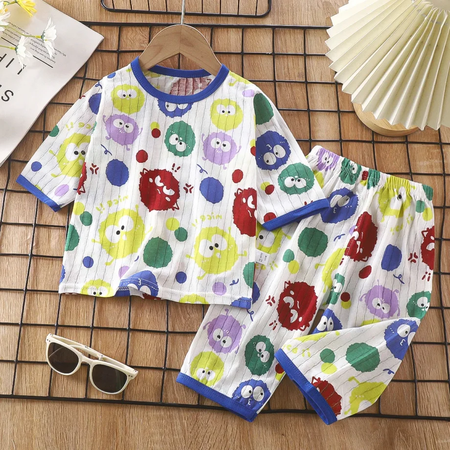 Sets for Children Loungewear Long Sleeve Pajamas for Children Cute Deisgn Lightweight and Comfortable Fabric Sleepwear Outfit