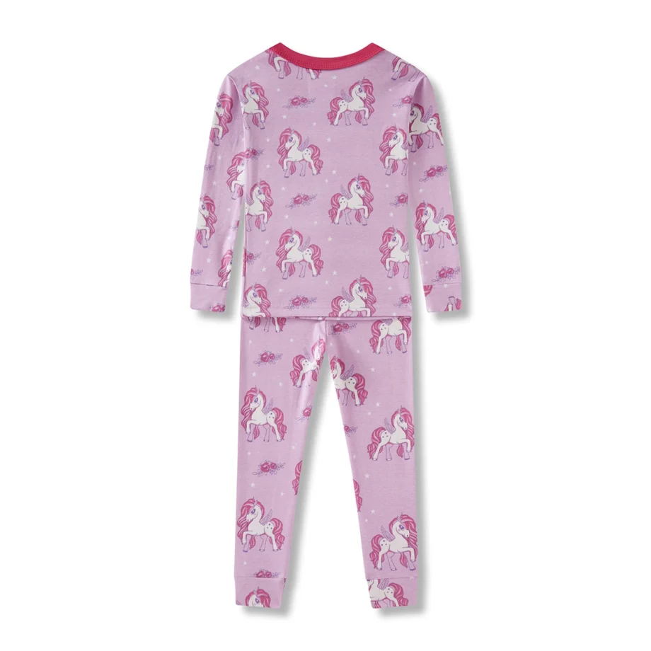 Unicorn Pajamas Set for Girls 2-8Y 100Cotton Long Sleeve Sleepwear Pink Kids Loungewear All-Season Air Conditioning Home Clothes