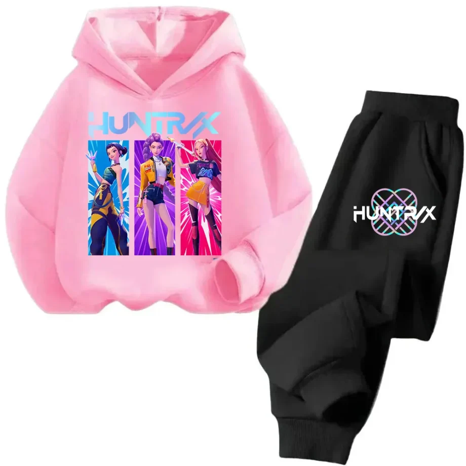 2025 movie korean style Sets Children Hoodies Kpop Demon Hunters Pullover Sweatshirt Trucksuit Cartoon Girls Boy Kids Clothes