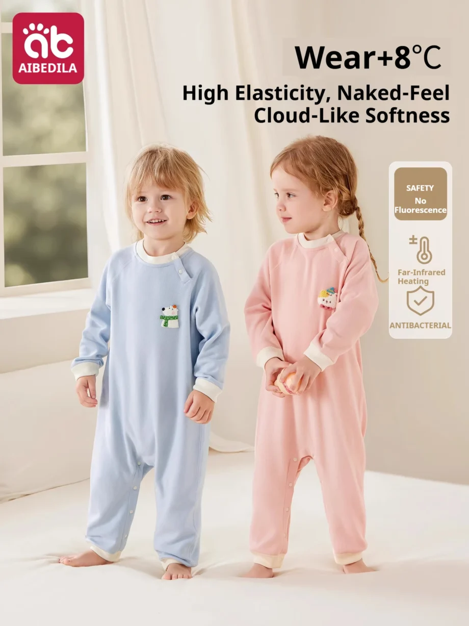 AIBEDILA Baby Pajamas Kids Split-legged Sleep Sack Soft Children's Sleeping Bag Thick Warm Sleepwear Wearable Blanket Bodysuit﻿