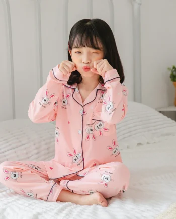 Children Cotton Pyjamas Set Baby Sleepwear Pijama Cartoon Print Pajamas Suit Boys Girls Sleepwear Set Autumn Kids Loungewear