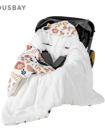 0-3 Months Newborn Baby Blanket In Infant Car Seat Soft Cotton Swaddle Wrap With Windproof Hooded Warm For Outside Travel