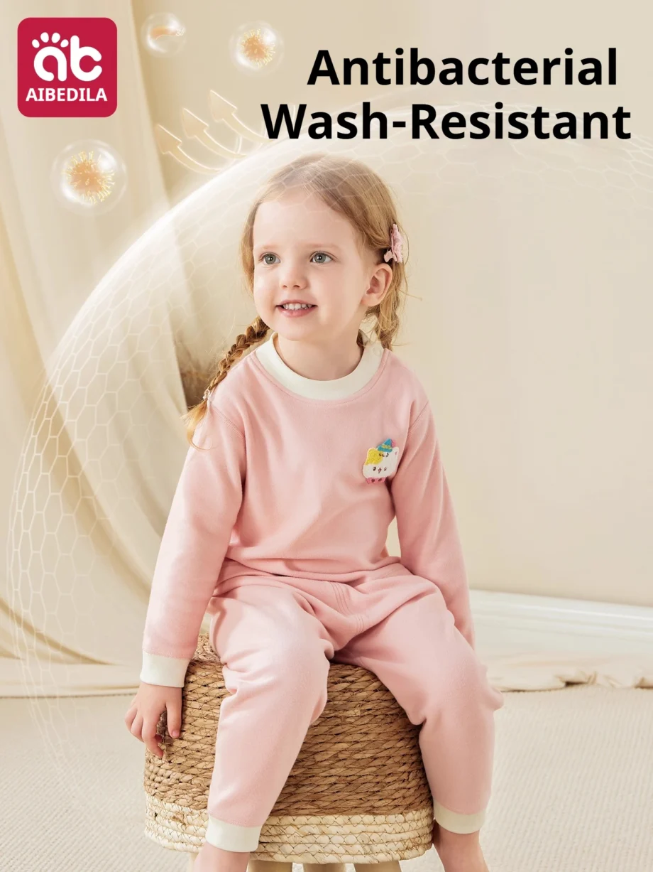 AIBEDILA Toddler Pajamas Set Antibacterial Soft Warm Long Sleeve Snug-Fit Girls' Pajama Kids Sleepwear 12M-5T Boys' Clothing