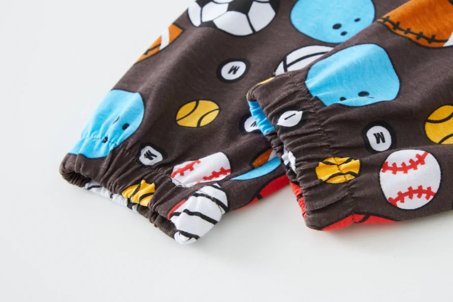 4 Seasons Kids Cotton Loungewear Set Cartoon Full Print Long Sleeve Pajamas Playwear Daywear for Boys Girls 1-8 Years Old