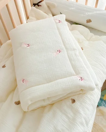 Cartoon Bear Bunny Baby Quilt Newborn Nap Quilts Soft Cotton Infant Blanket Spring Fall Winter Swaddle Wrapped Bedding 100*120CM