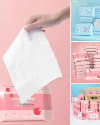 10Pcs/Pack Baby Wet Wipes Baby Hand and Mouth Cleaning Portable Water Tissue Extractable Ten Disposable Wet Wipes for Babies