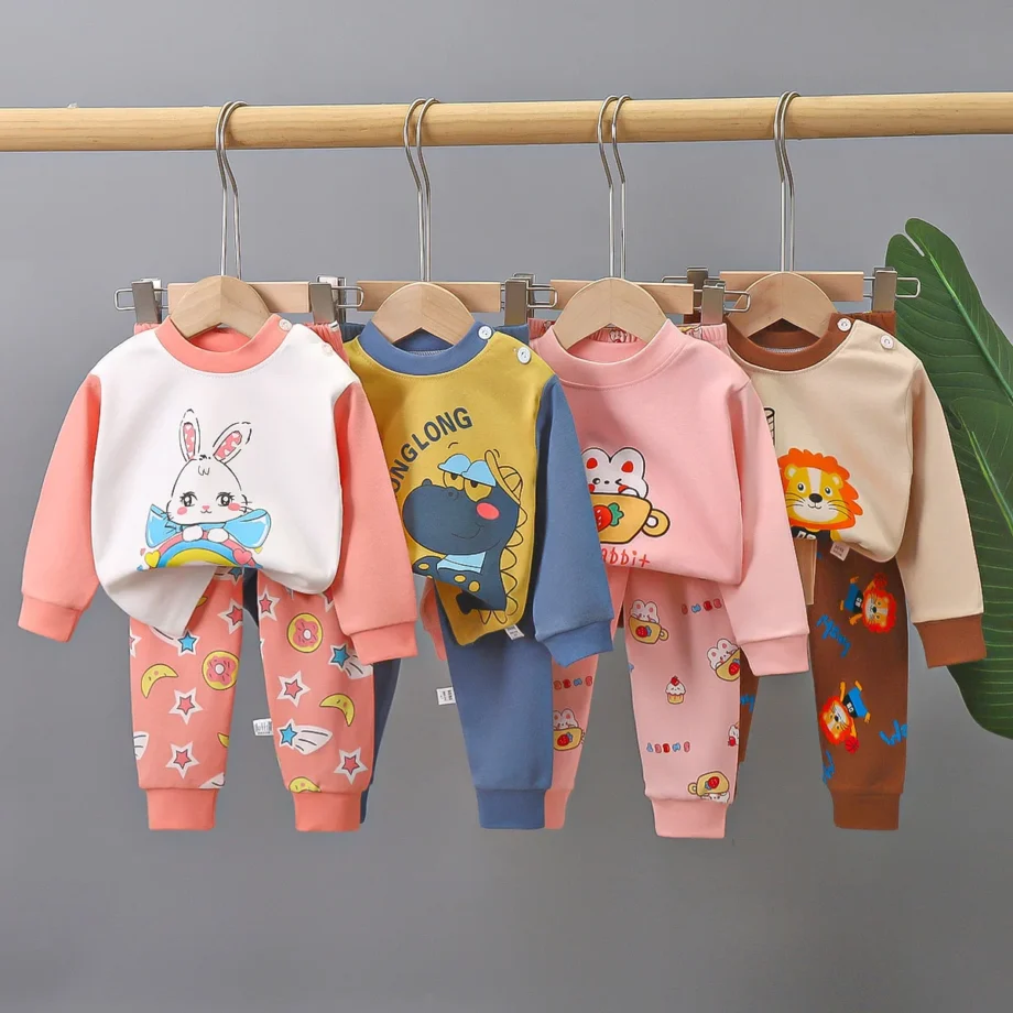 Girls Boys Pajama Sets Quality children's Loungewear Round Neck Design Baby Girl Boy 1-8 Years Old Casual Clothing Long Sleeve