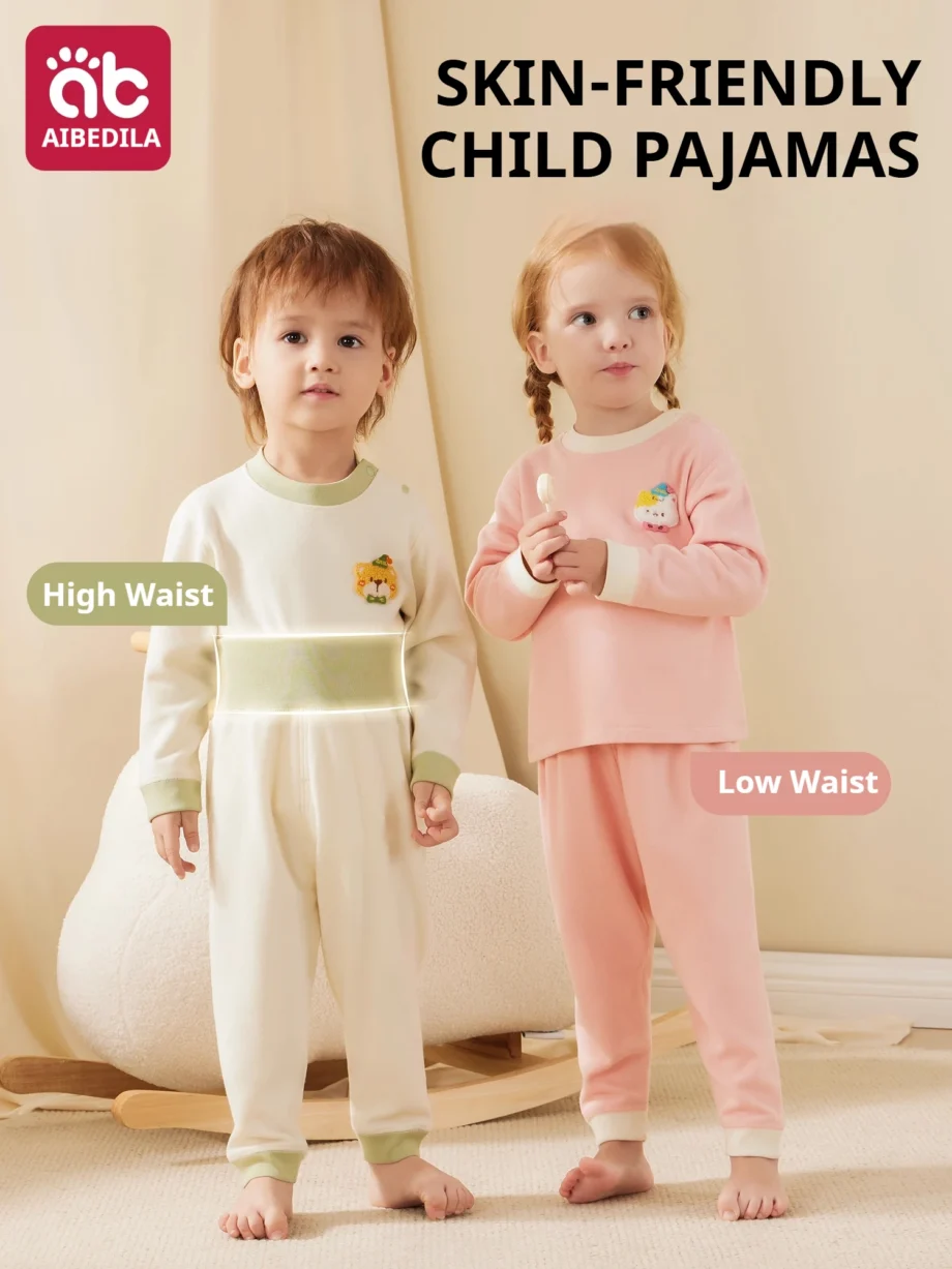 AIBEDILA Toddler Pajamas Set Antibacterial Soft Warm Long Sleeve Snug-Fit Girls' Pajama Kids Sleepwear 12M-5T Boys' Clothing