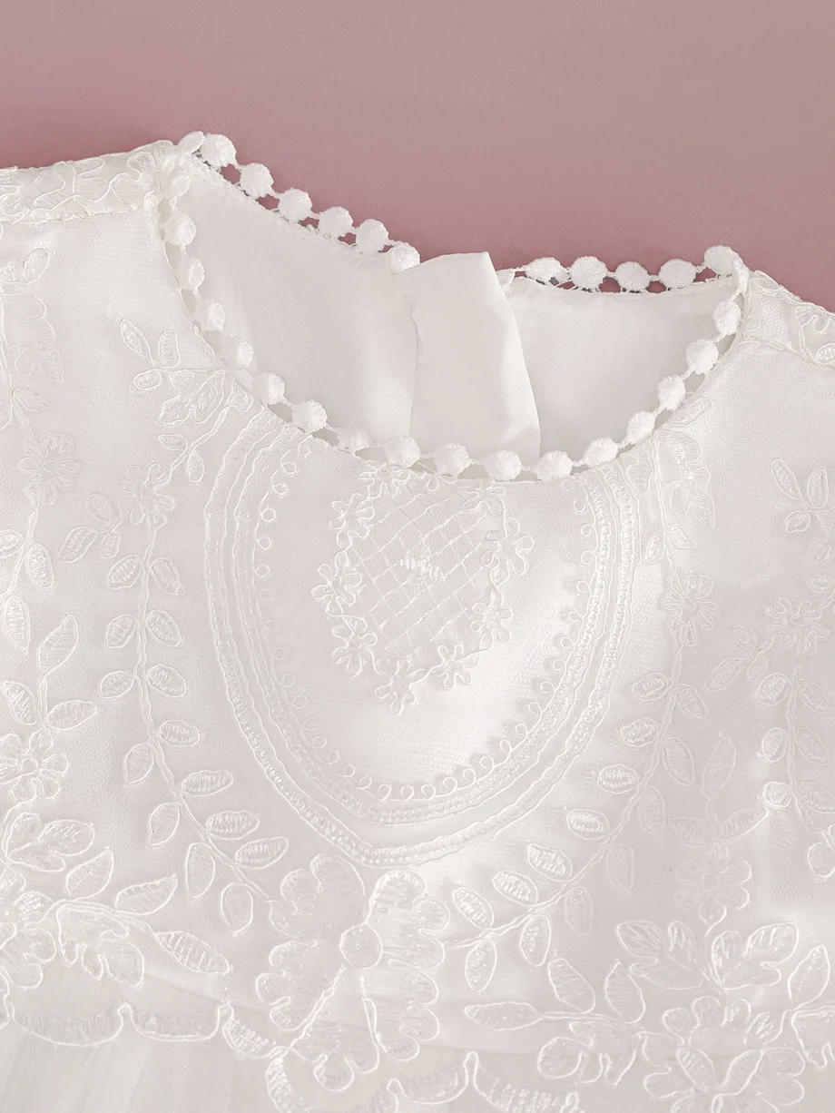High Quality Short Sleeve Princess Evening Gowns Baby Girl Dress Birthday Wedding Party Dress with Hat