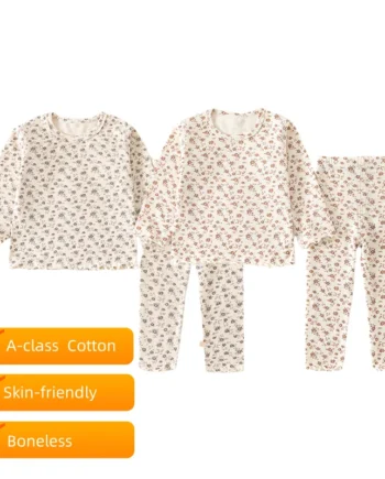 2025 Korean Trendy Infant Girls Clothes Set 0-4Y Cute Floral Boneless Comfort Home Wear Suit for Toddler Girl Loungewear