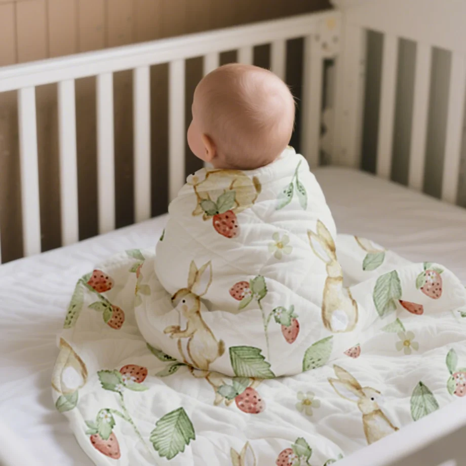 Kangobaby #My Soft Life# All Season Double Side Use Baby Cotton Padded Blanket Breathable Newborn Quilt Size 110x150cm