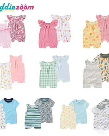 2 PCS Summer Cute Baby Boy Girl Jumpsuits Comfortable fabric 0-9 Months Newborn Romper Sleeveless Infant Clothes