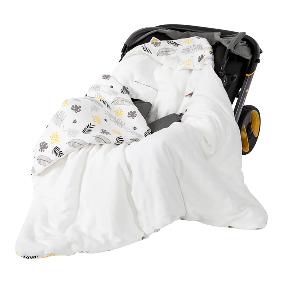 0-3 Months Newborn Baby Blanket In Infant Car Seat Soft Cotton Swaddle Wrap With Windproof Hooded Warm For Outside Travel